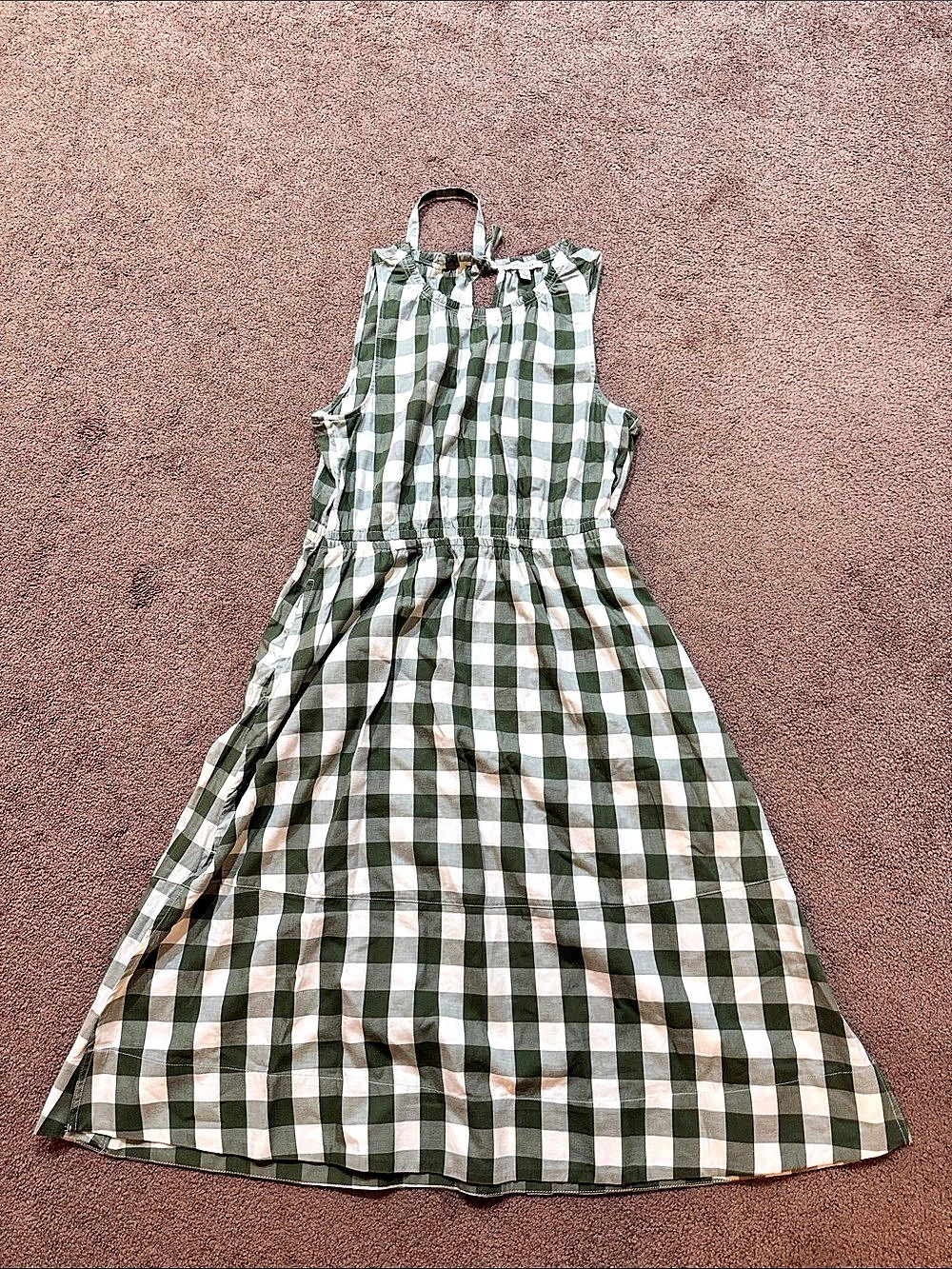 Free Assembly Gingham Halter Midi Dress Green & White large